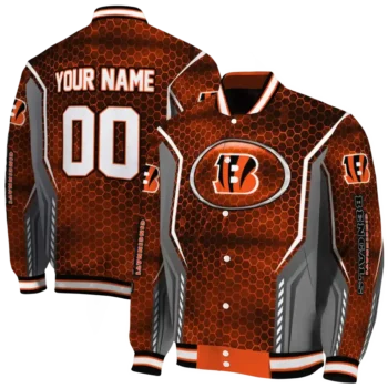 custom cincinnati bengals power plate orange varsity jacket fashion forward.webp