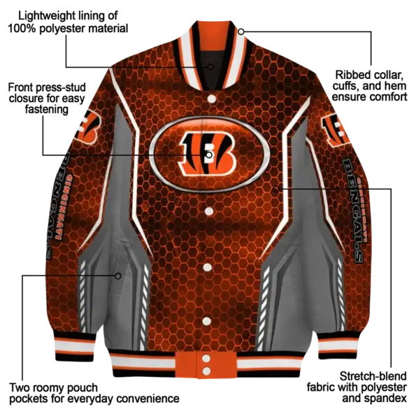 custom cincinnati bengals power plate orange varsity jacket new arrival.webp
