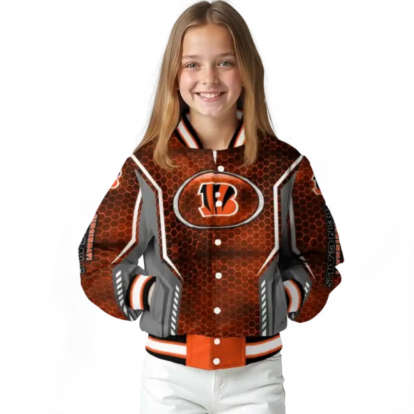 custom cincinnati bengals power plate orange varsity jacket top rated.webp