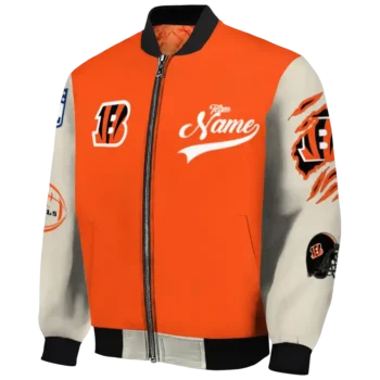 custom cincinnati bengals razorback outline orange nude bomber jacket best selling