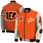 custom cincinnati bengals razorback outline orange nude bomber jacket best selling