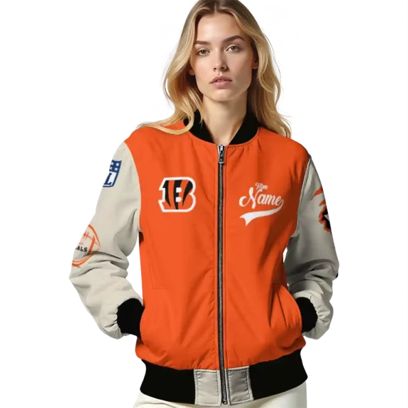 custom cincinnati bengals razorback outline orange nude bomber jacket latest model