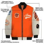 custom cincinnati bengals razorback outline orange nude bomber jacket best selling