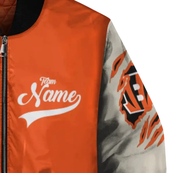 custom cincinnati bengals razorback outline orange nude bomber jacket premium grade
