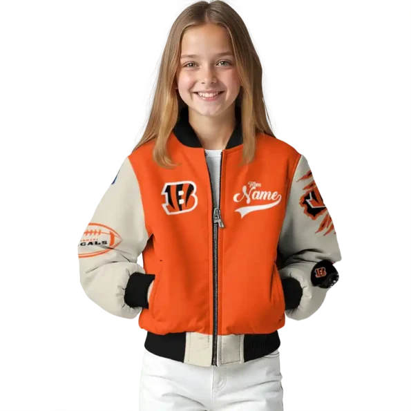 custom cincinnati bengals razorback outline orange nude bomber jacket top rated