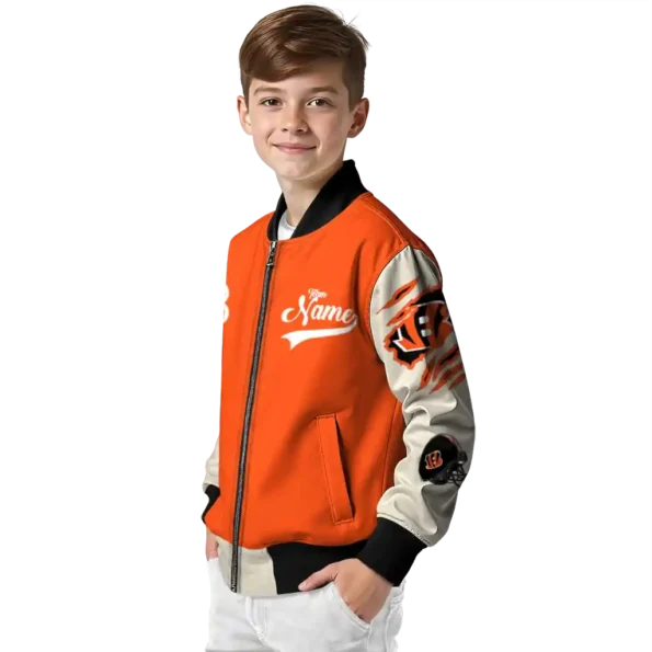 custom cincinnati bengals razorback outline orange nude bomber jacket trendy