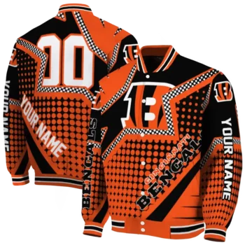 custom cincinnati bengals star burst orange varsity jacket fashion forward.webp