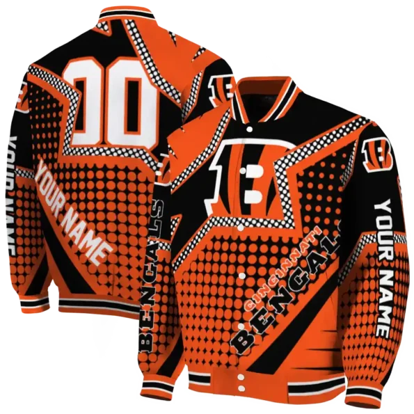 custom cincinnati bengals star burst orange varsity jacket fashion forward.webp