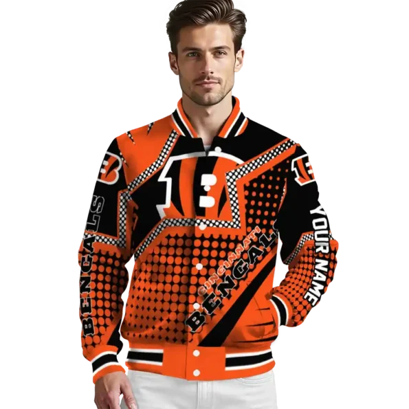 custom cincinnati bengals star burst orange varsity jacket high quality.webp