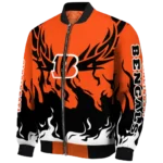 custom cincinnati bengals winged blaze orange white bomber jacket best selling