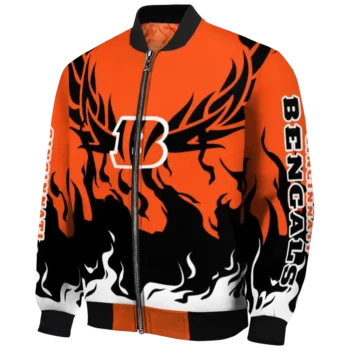 custom cincinnati bengals winged blaze orange white bomber jacket best selling