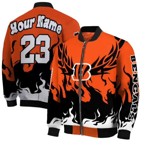 custom cincinnati bengals winged blaze orange white bomber jacket fashion forward