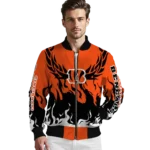 custom cincinnati bengals winged blaze orange white bomber jacket best selling