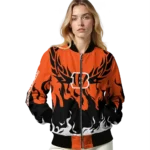 custom cincinnati bengals winged blaze orange white bomber jacket best selling