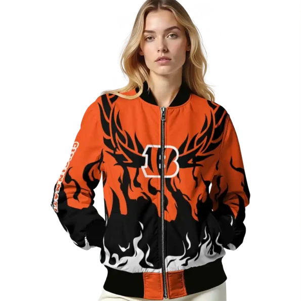 custom cincinnati bengals winged blaze orange white bomber jacket latest model