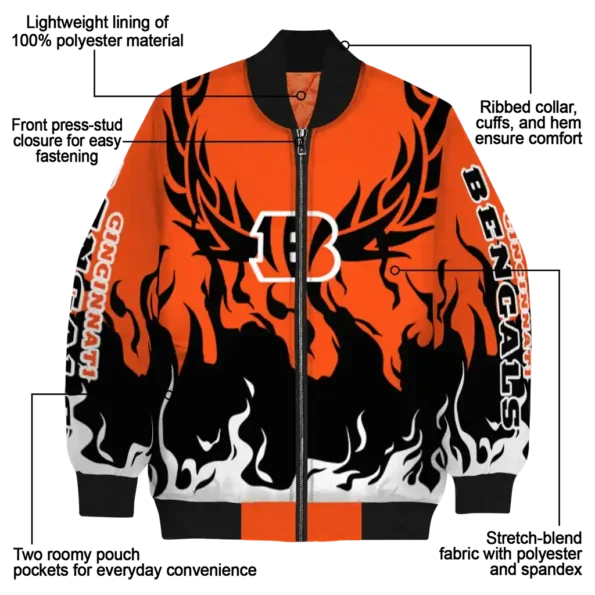 custom cincinnati bengals winged blaze orange white bomber jacket new arrival