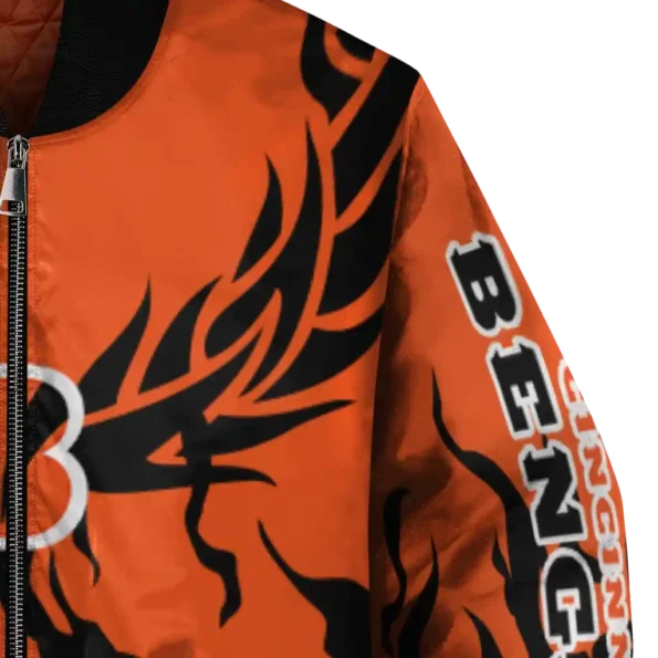 custom cincinnati bengals winged blaze orange white bomber jacket premium grade