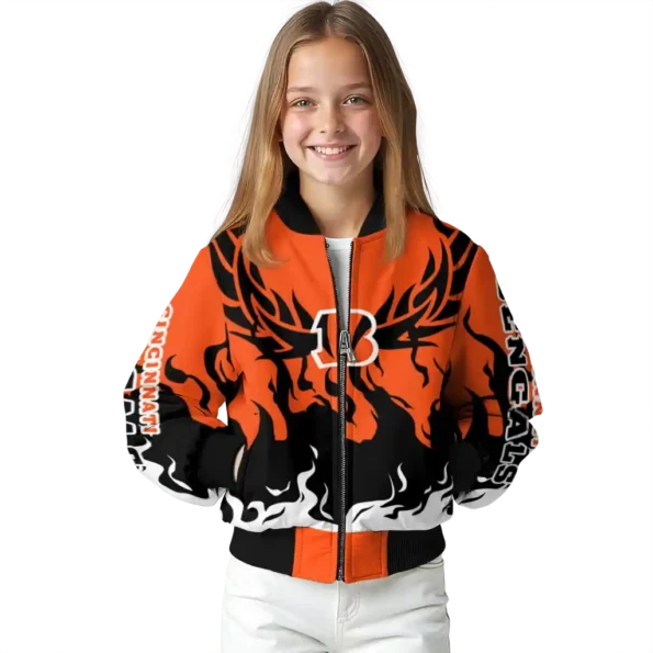 custom cincinnati bengals winged blaze orange white bomber jacket top rated