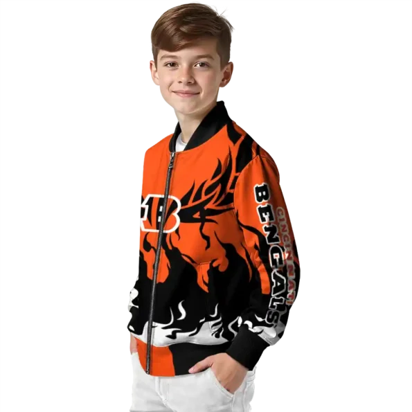 custom cincinnati bengals winged blaze orange white bomber jacket trendy