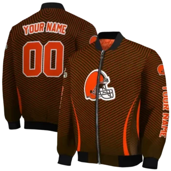 custom cleveland browns chevron arrow brown bomber jacket fashion forward
