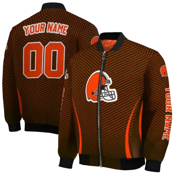 custom cleveland browns chevron arrow brown bomber jacket fashion forward