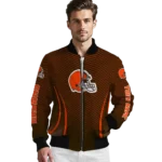 custom cleveland browns chevron arrow brown bomber jacket best selling