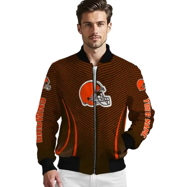 custom cleveland browns chevron arrow brown bomber jacket high quality