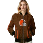 custom cleveland browns chevron arrow brown bomber jacket best selling