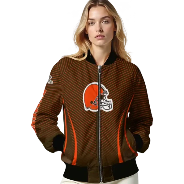 custom cleveland browns chevron arrow brown bomber jacket latest model