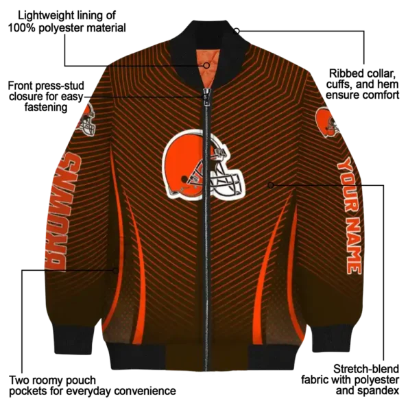 custom cleveland browns chevron arrow brown bomber jacket new arrival