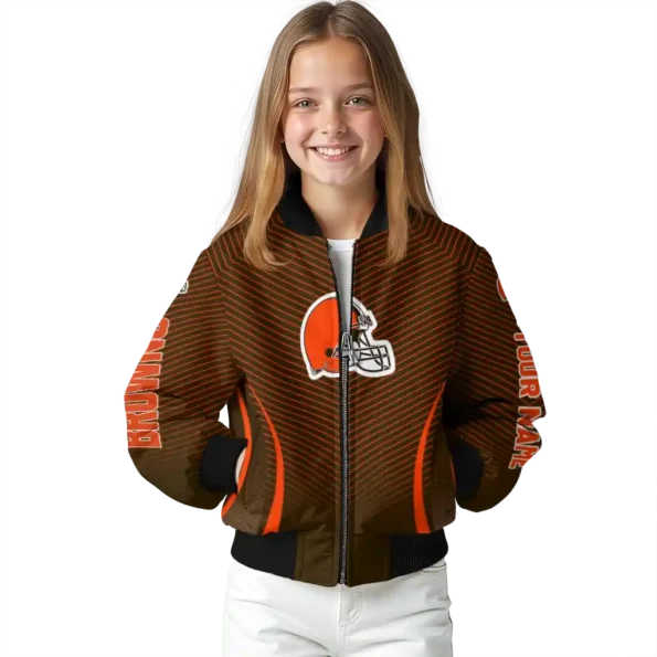 custom cleveland browns chevron arrow brown bomber jacket top rated