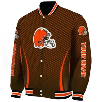 custom cleveland browns chevron arrow brown varsity jacket best selling.webp