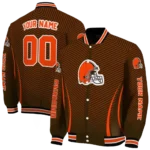 custom cleveland browns chevron arrow brown varsity jacket best selling.webp