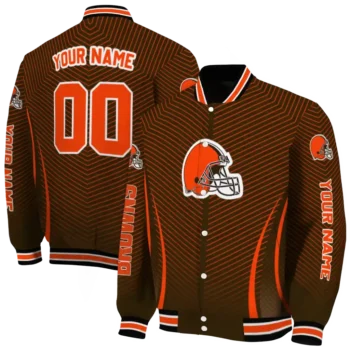 custom cleveland browns chevron arrow brown varsity jacket fashion forward.webp