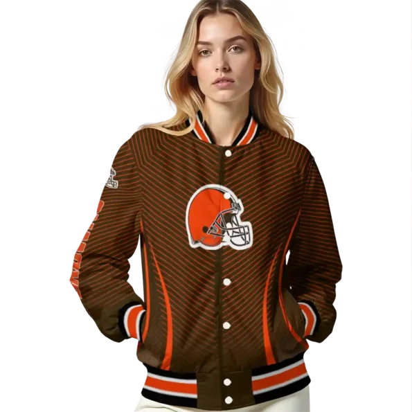 custom cleveland browns chevron arrow brown varsity jacket latest model.webp