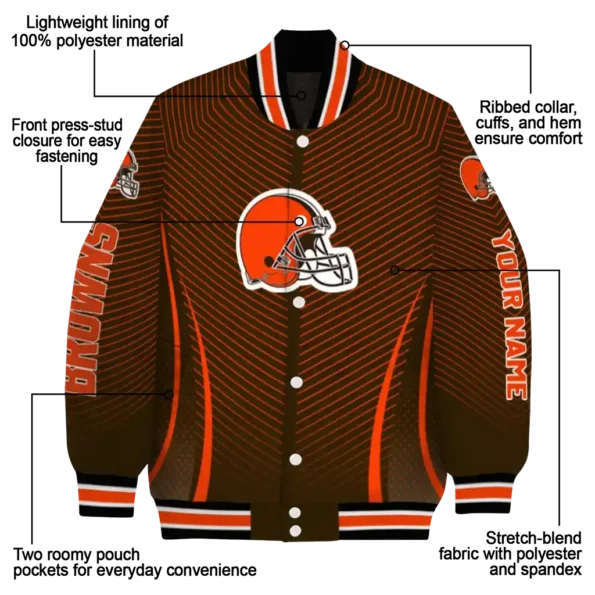 custom cleveland browns chevron arrow brown varsity jacket new arrival.webp