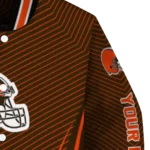 custom cleveland browns chevron arrow brown varsity jacket best selling.webp