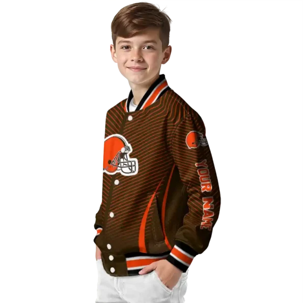 custom cleveland browns chevron arrow brown varsity jacket trendy.webp