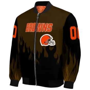 custom cleveland browns flame border brown black bomber jacket best selling