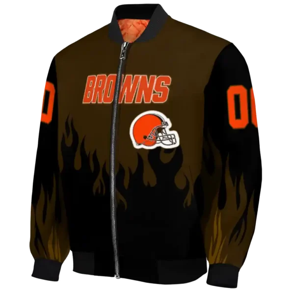 custom cleveland browns flame border brown black bomber jacket best selling