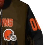 custom cleveland browns flame border brown black bomber jacket best selling