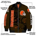 custom cleveland browns hexagon cluster brown black bomber jacket best selling