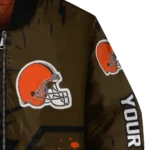 custom cleveland browns hexagon cluster brown black bomber jacket best selling