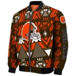 custom cleveland browns pyramid shapes brown bomber jacket best selling