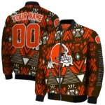 custom cleveland browns pyramid shapes brown bomber jacket best selling