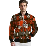 custom cleveland browns pyramid shapes brown bomber jacket best selling