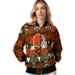 custom cleveland browns pyramid shapes brown bomber jacket best selling