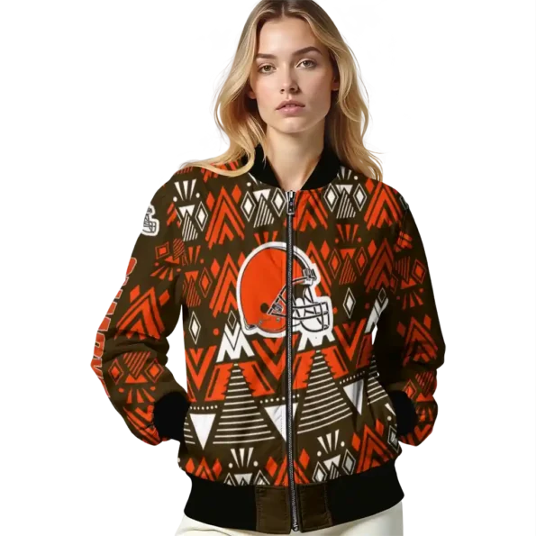 custom cleveland browns pyramid shapes brown bomber jacket latest model