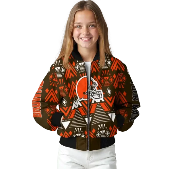 custom cleveland browns pyramid shapes brown bomber jacket top rated