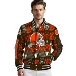 custom cleveland browns pyramid shapes brown varsity jacket best selling.webp